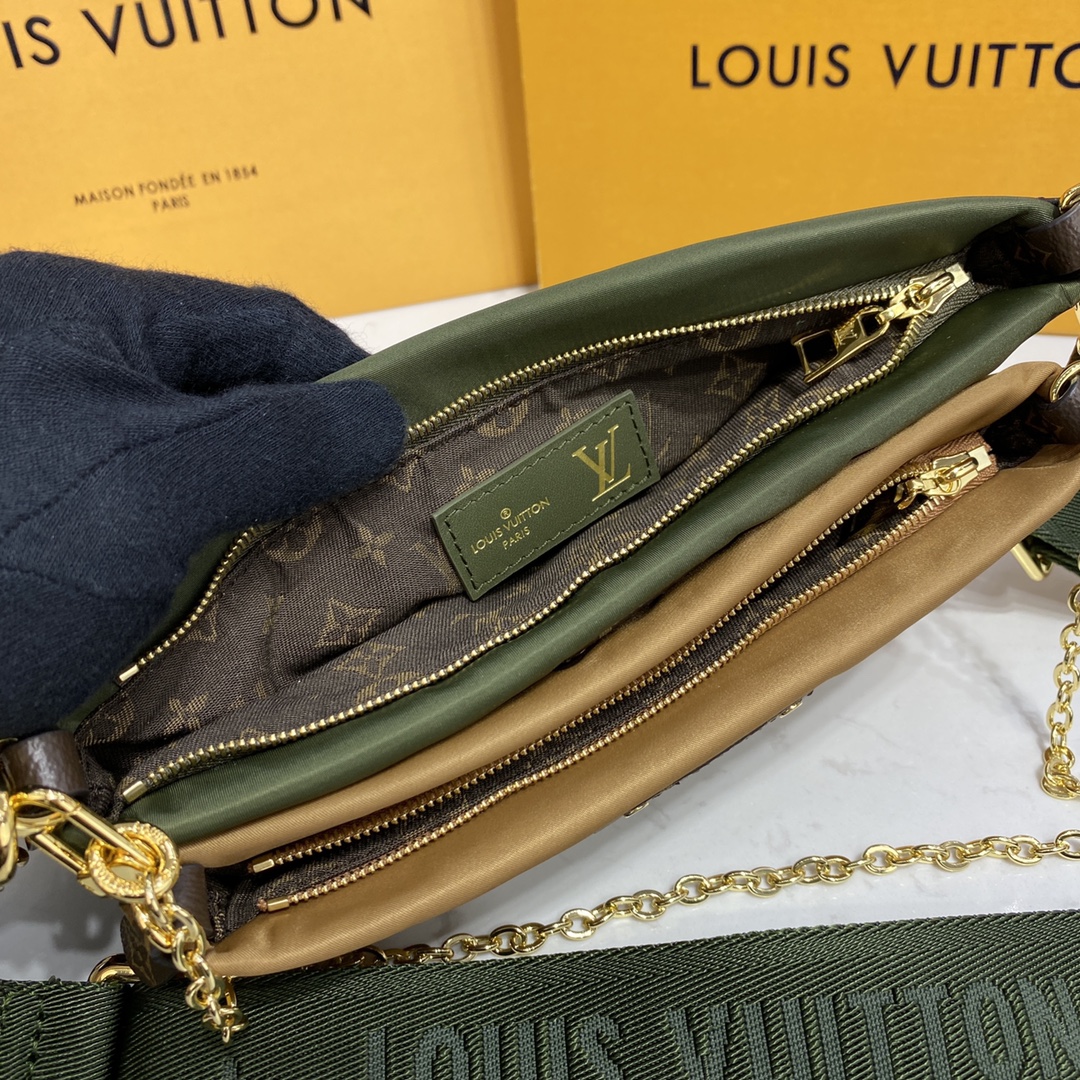 Louis Vuitton MAXI MULTI POCHETTE ACCESSOIRES Shoudler Bag M58977 Khaki Green / Beige